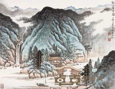 宋玉麟 溪山草堂图 镜心 32×41cm